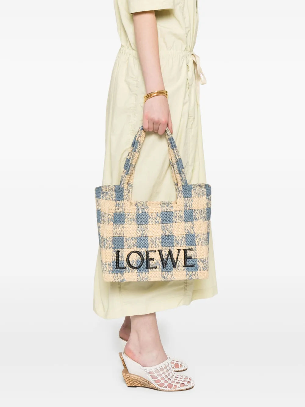 Small Bag Font tote in raffia