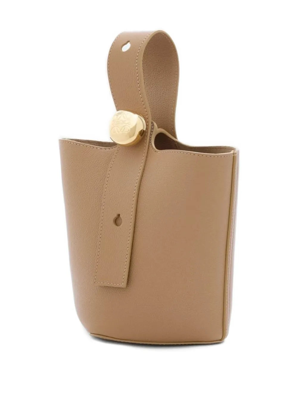 Mini Pebble bucket in smooth calfskin Oak