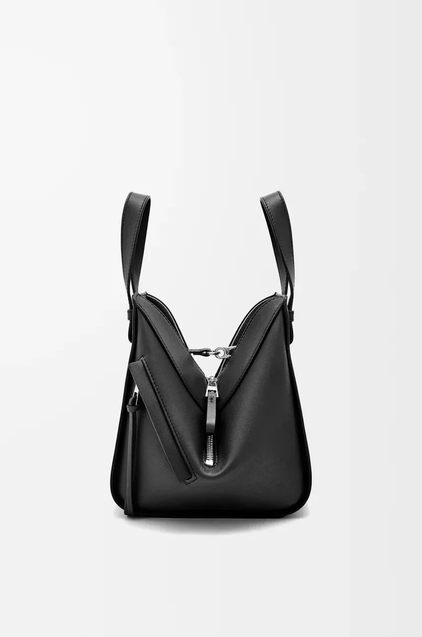 Compact Hammock bag in classic calfskin Black - EliteLux Outlet