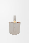 Mini Pebble bucket in smooth calfskin Shell Grey