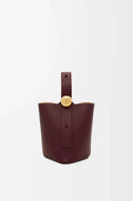 Mini Pebble bucket in smooth calfskin Dark Burgundy - EliteLux Outlet
