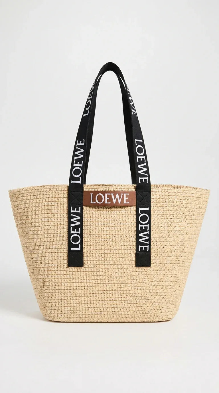 Fold Shopper in raffia Black - EliteLux Outlet