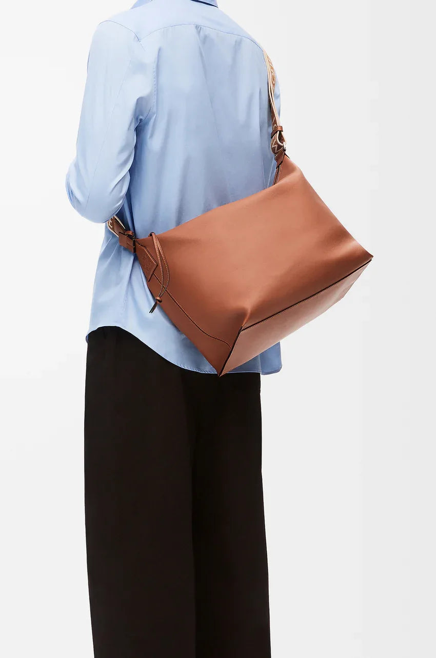 Cubi Crossbody bag in supple smooth calfskin and jacquard - EliteLux Outlet