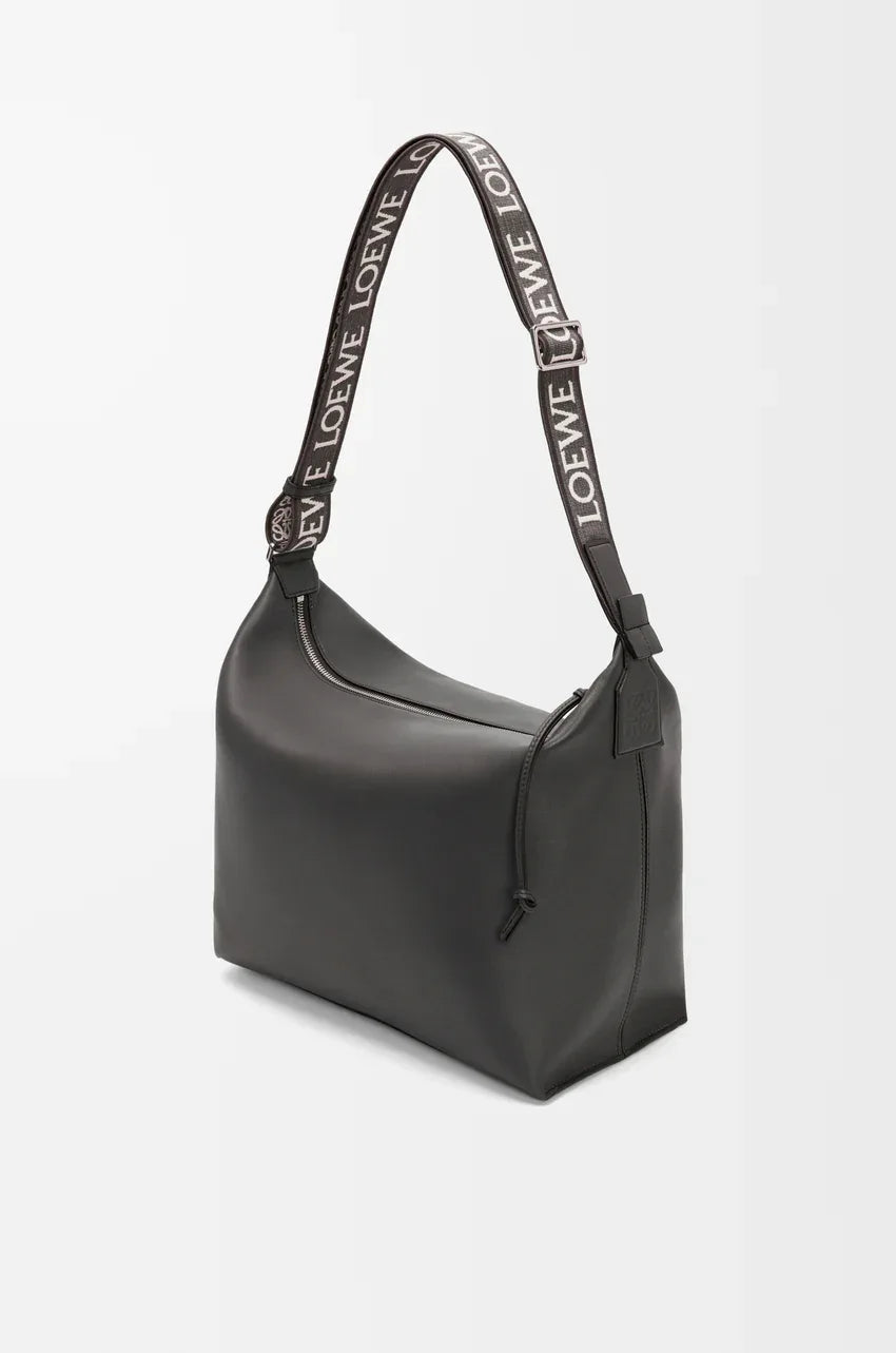 Cubi Crossbody bag in supple smooth calfskin and jacquard Dark Grey - EliteLux Outlet