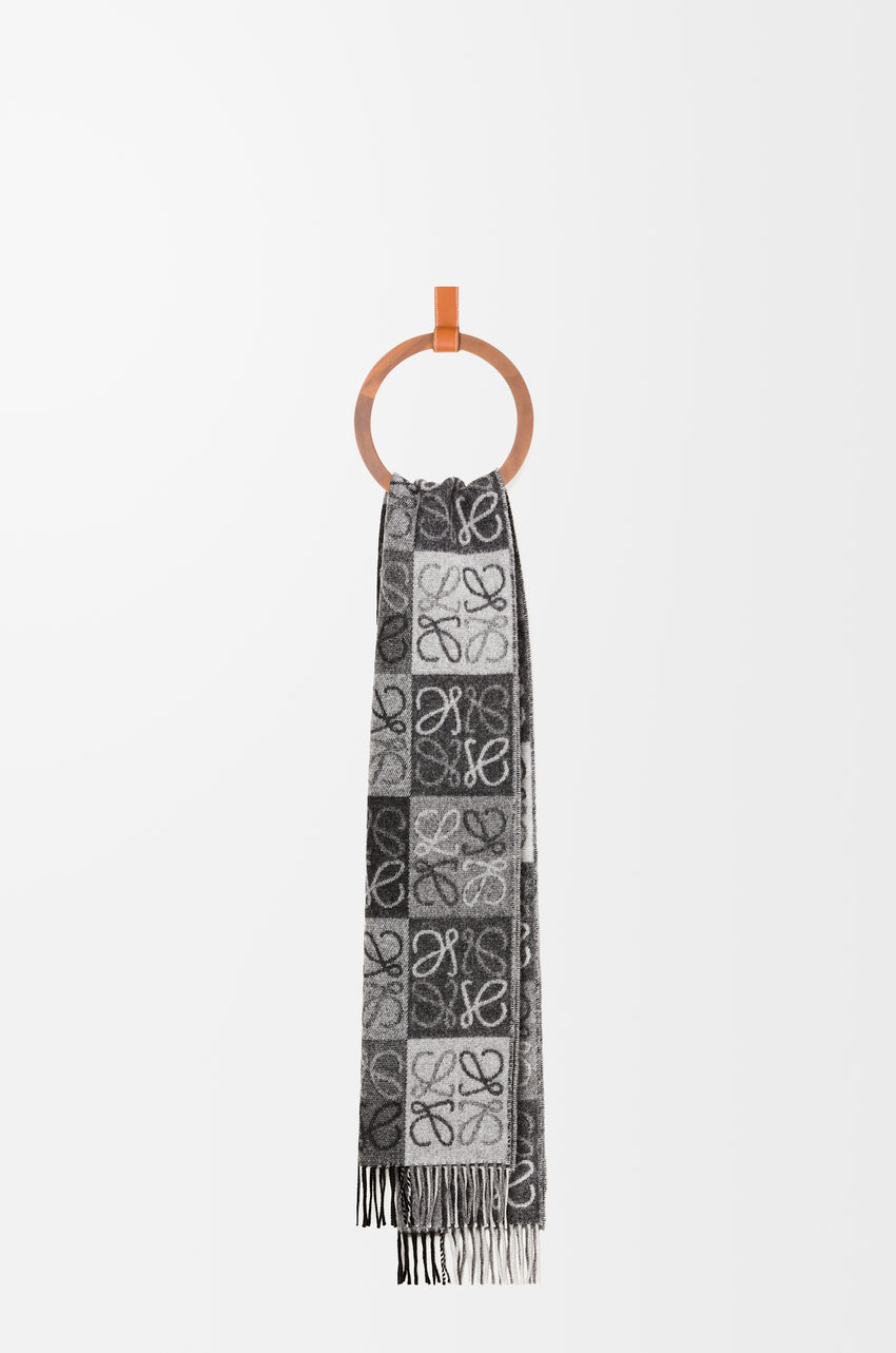 Scarf in wool and cashmere Black/white