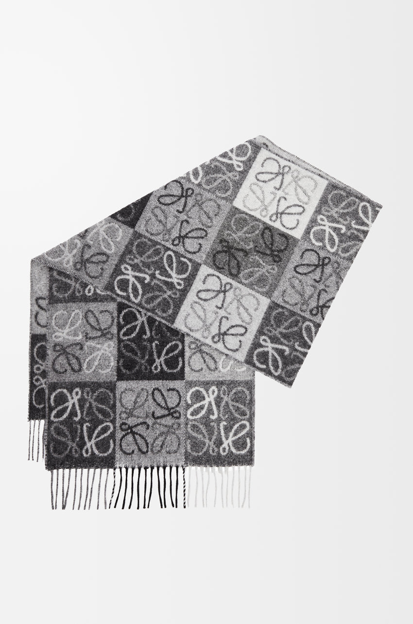 Scarf in wool and cashmere Black/white