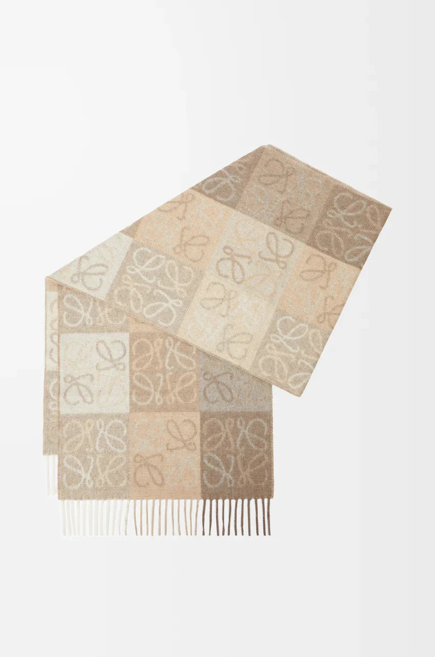 Scarf in wool and cashmere White/beige