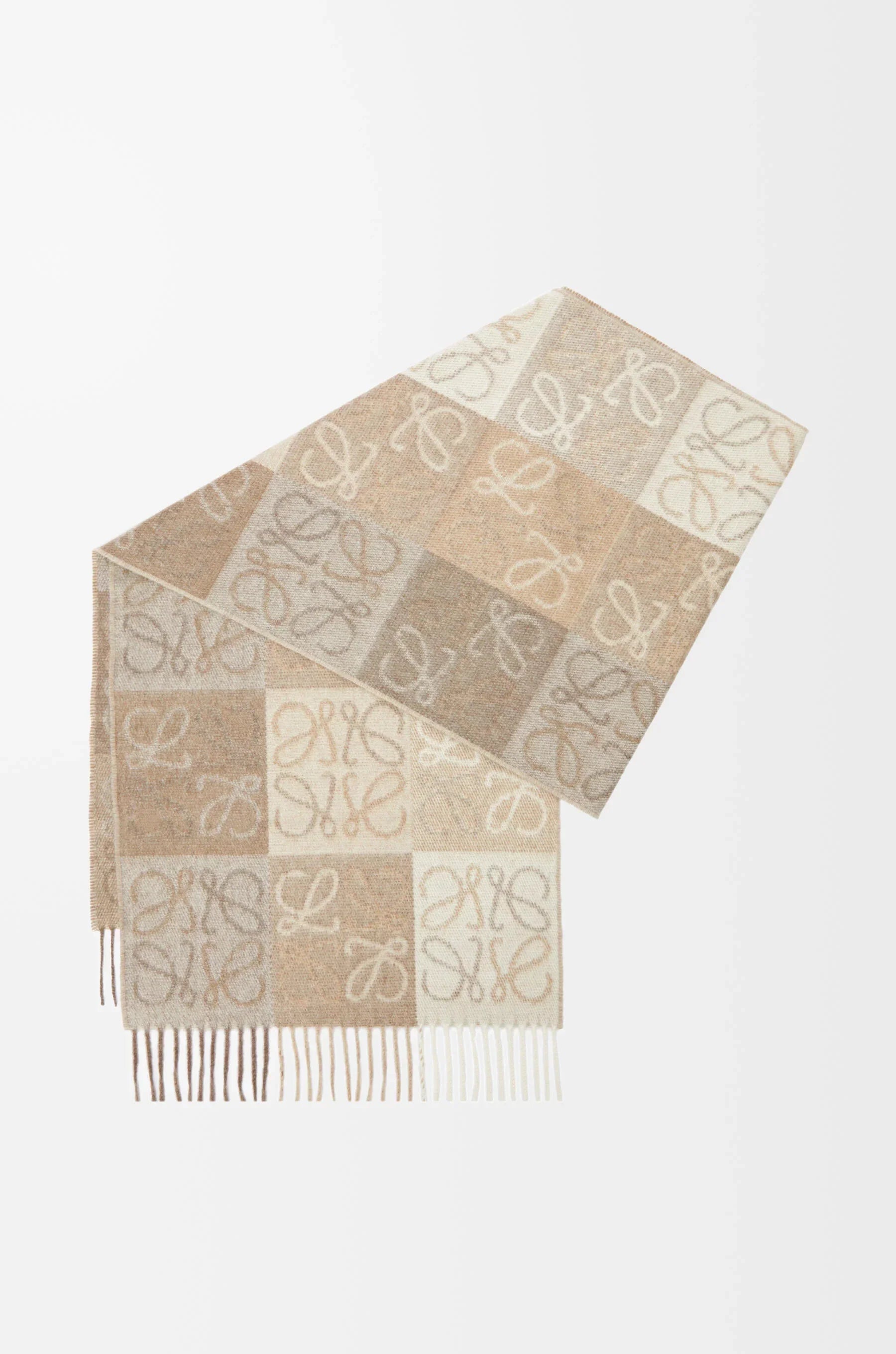 Scarf in wool and cashmere White/beige