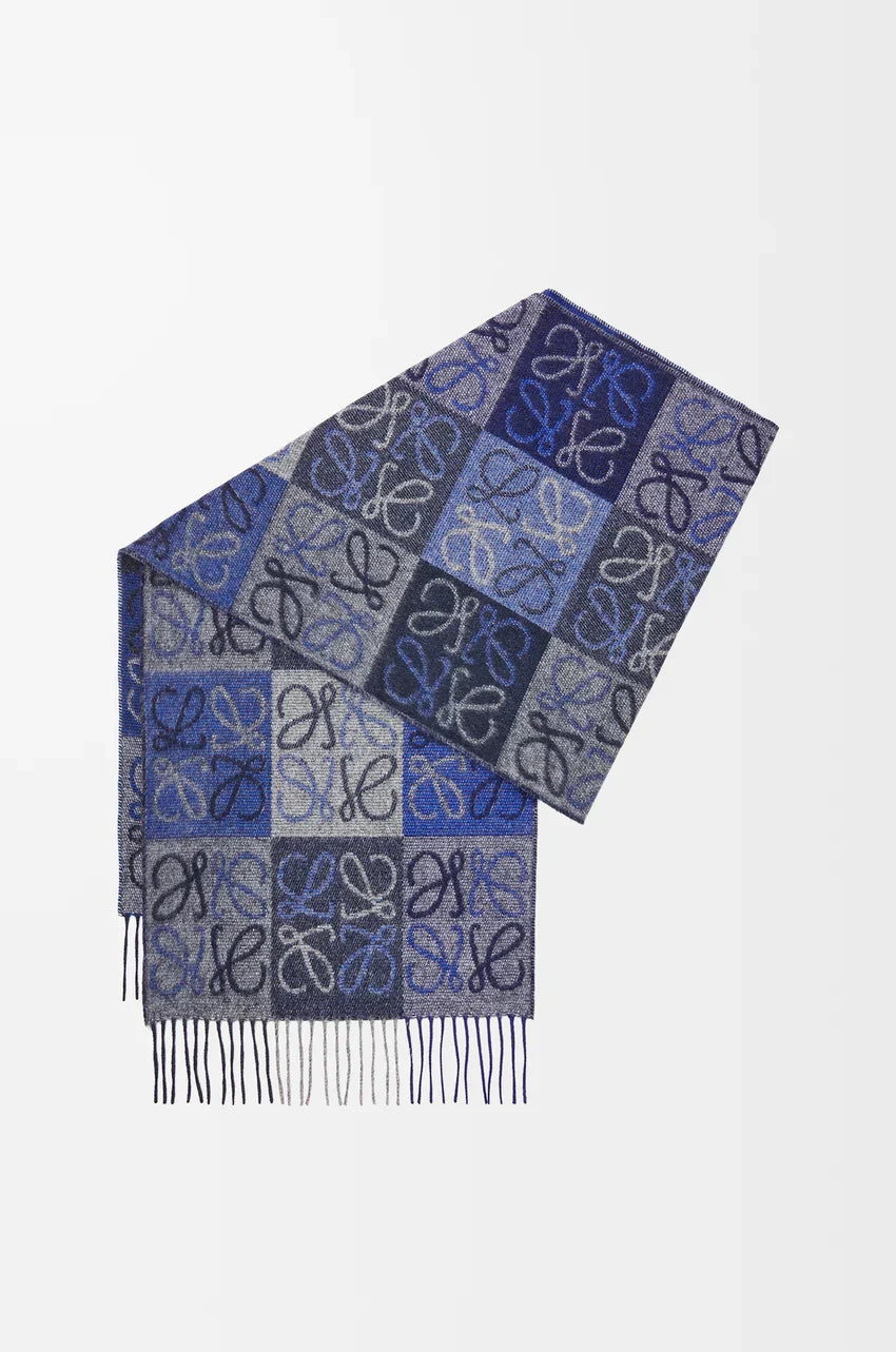 Scarf in wool and cashmere Blue