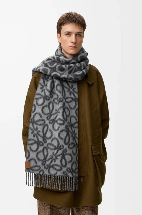 Anagram scarf in alpaca and wool blend Black/grey - EliteLux Outlet