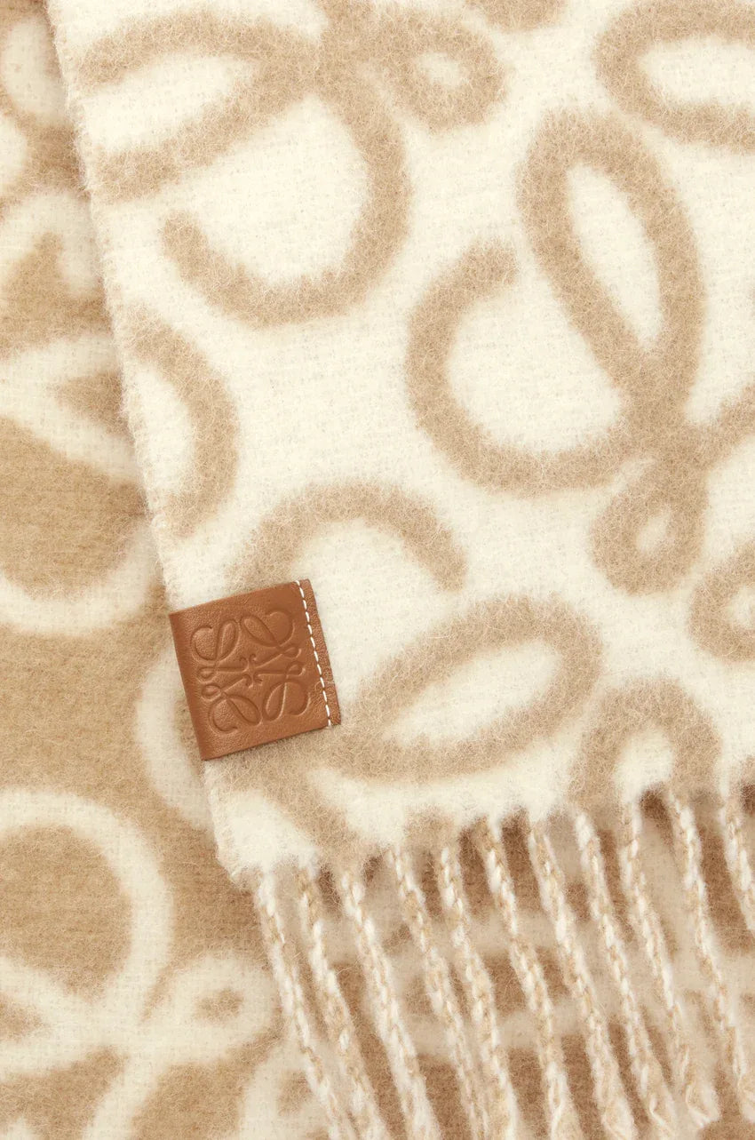 Anagram scarf in alpaca and wool blend Beige/white - EliteLux Outlet