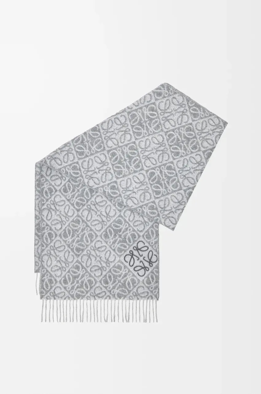 Anagram scarf in wool and cashmere Grey - EliteLux Outlet