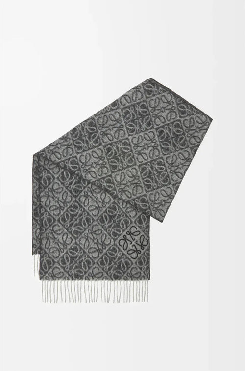 Anagram scarf in wool and cashmere Dark Grey - EliteLux Outlet