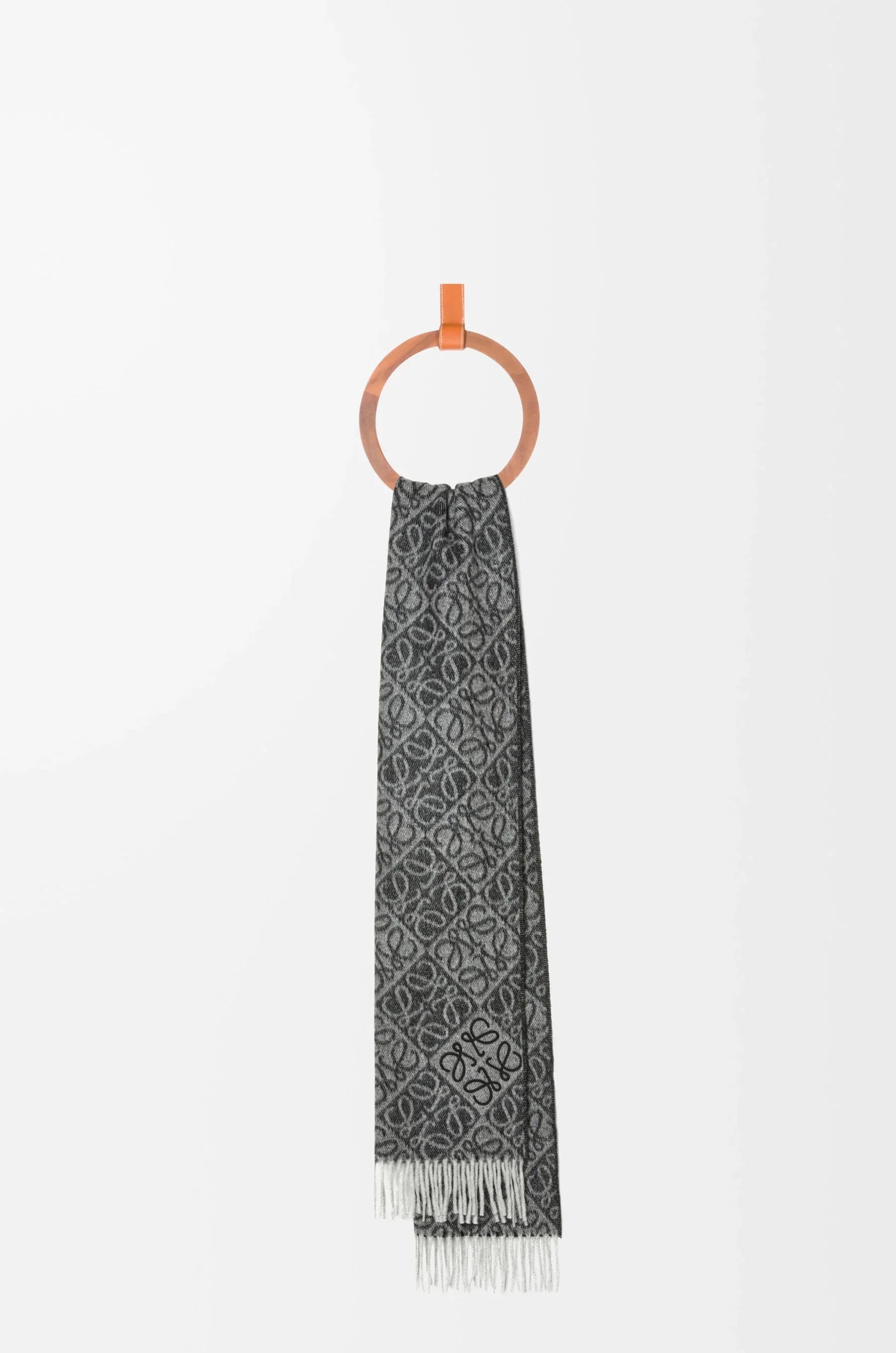 Anagram scarf in wool and cashmere Dark Grey - EliteLux Outlet
