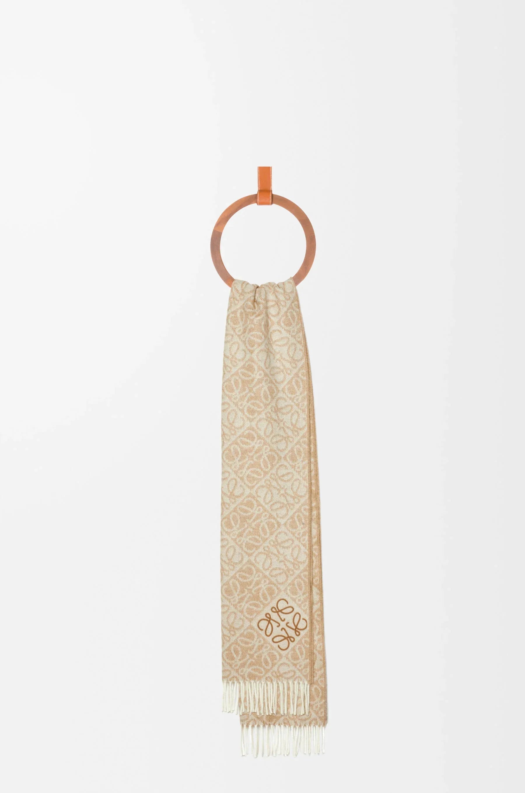 Anagram scarf in wool and cashmere Beige - EliteLux Outlet