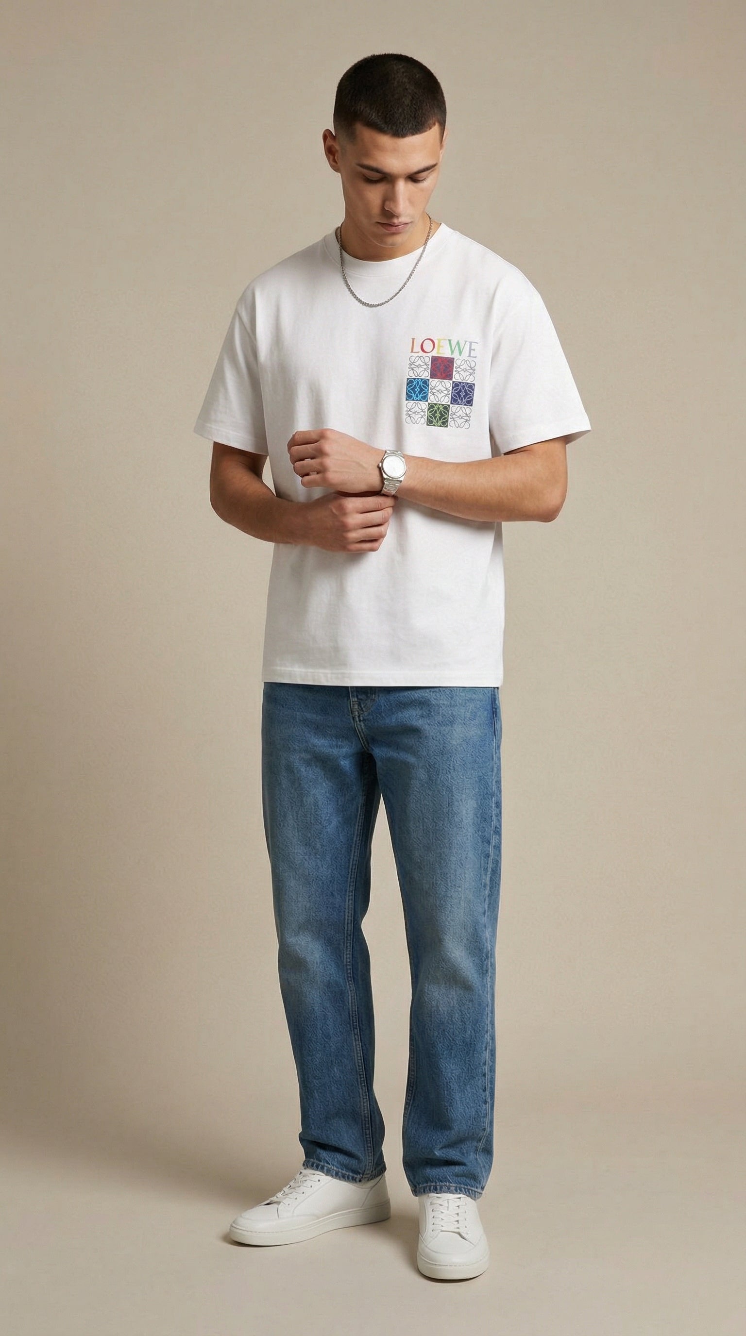 The Multicolor Anagram Graphic Tee – White