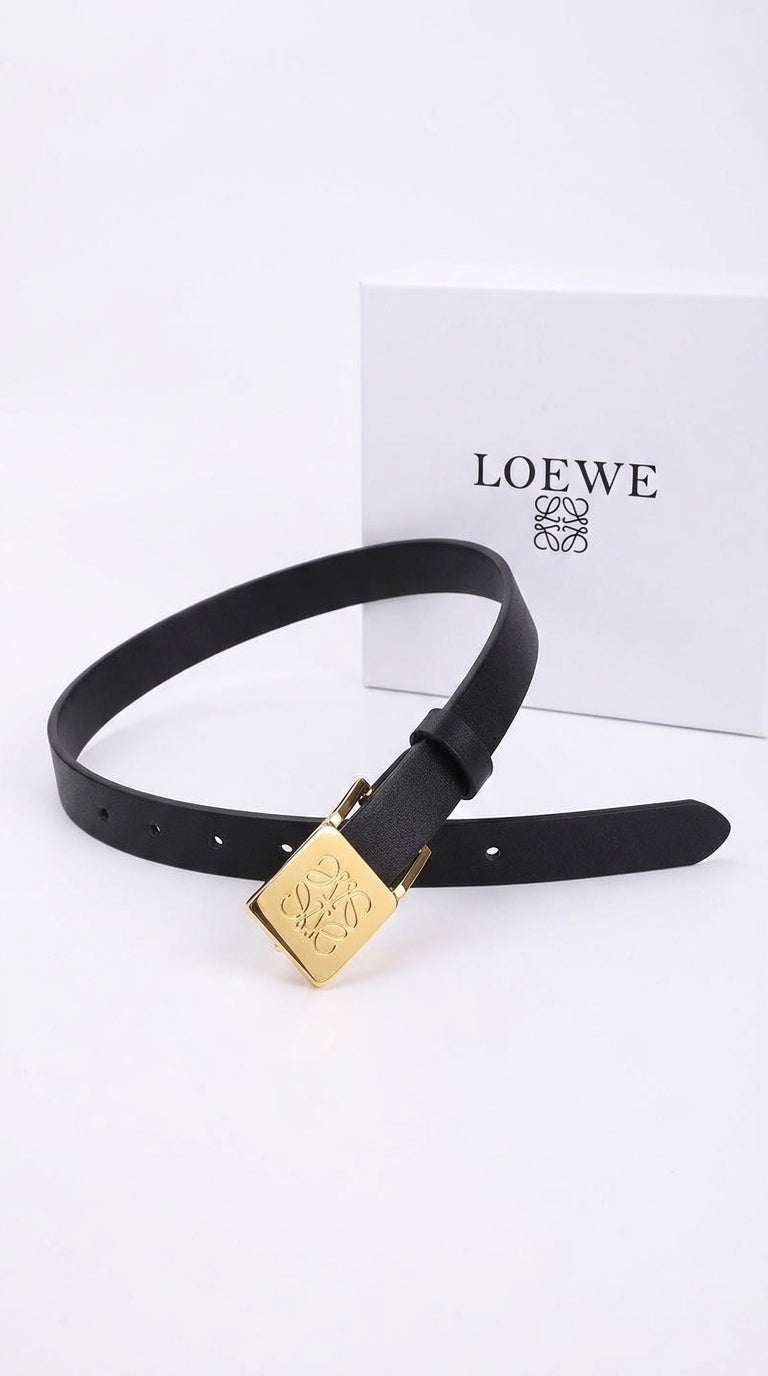 Reversible Anagram belt in smooth calfskin Black/gold