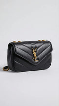 Lou Mini Flap Bag – Black Chevron Leather (Gold Hardware) - EliteLux Outlet
