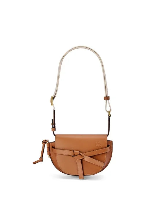 Gate Dual Mini Leather Crossbody Bag Tan - EliteLux Outlet
