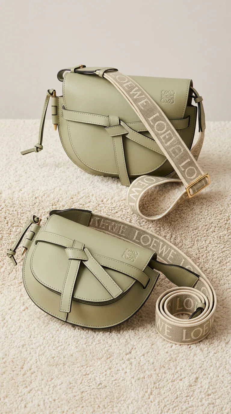 Gate Dual Mini Leather Crossbody Bag Soft Green - EliteLux Outlet