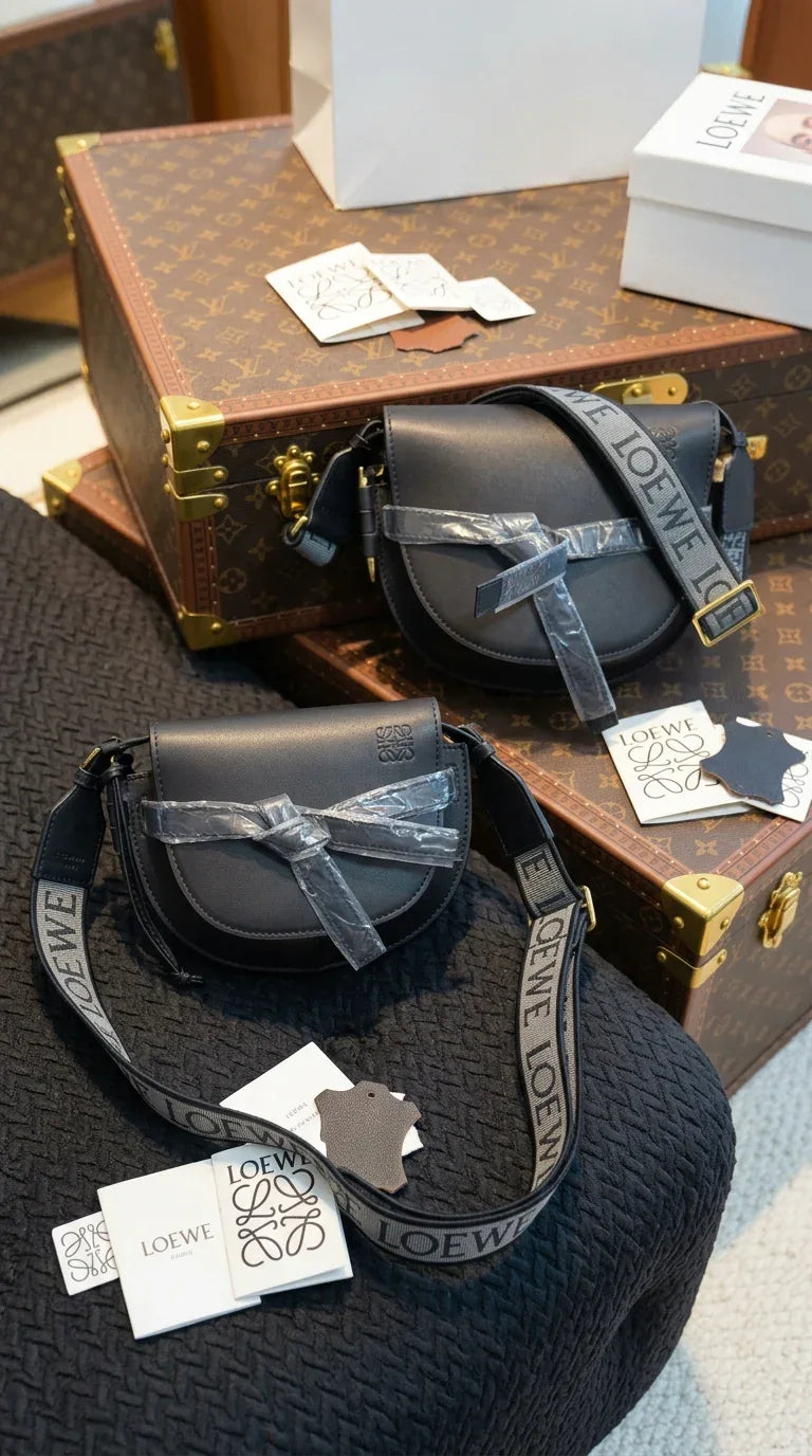Gate Dual Mini Leather Crossbody Bag Black - EliteLux Outlet