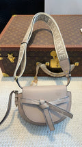 Gate Dual Mini Leather Crossbody Bag Beige - EliteLux Outlet