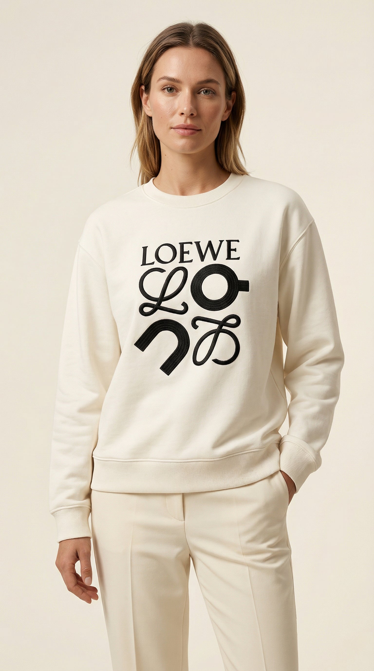 Signature Embroidered Graphic Sweatshirt - White