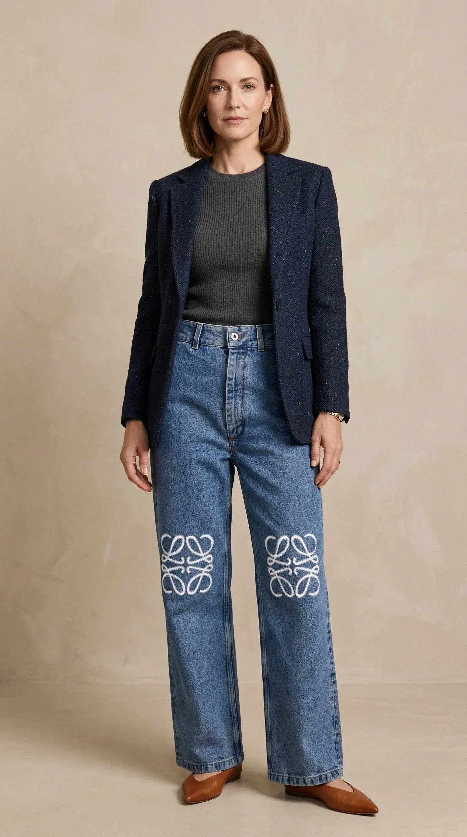 Anagram Wide-Leg Embroidered Denim 19 - EliteLux Outlet