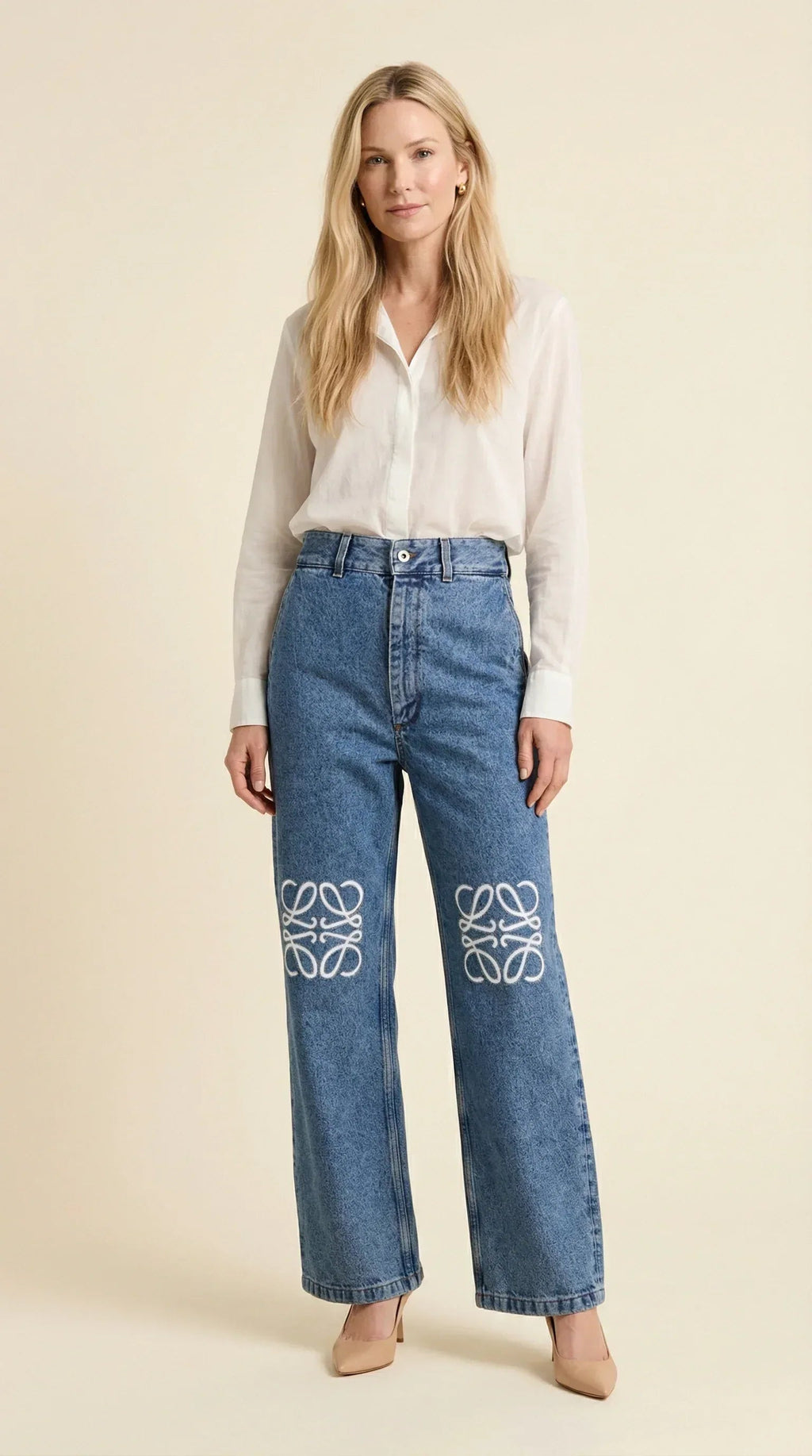 Anagram Wide-Leg Embroidered Denim 19 - EliteLux Outlet