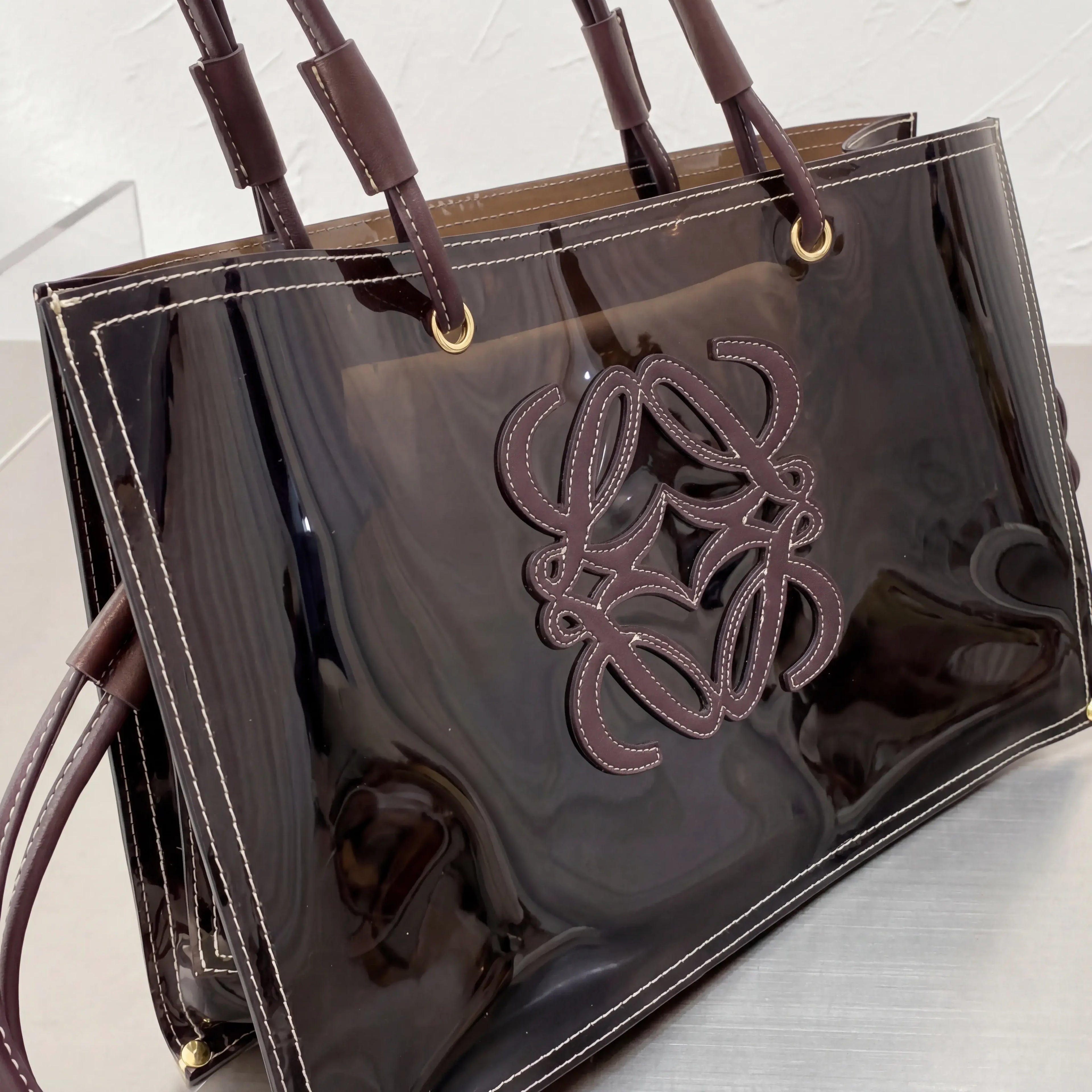 Tote Black PVC and Leather Amazona