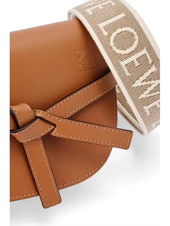 Gate Dual Mini Leather Crossbody Bag Tan - EliteLux Outlet